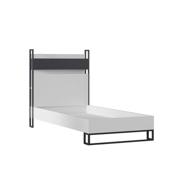 Almila™ Legend Moon 38"x75" Bed Frame & HB ULT White - Kids Furniture - Teen Furniture - Bed Frame