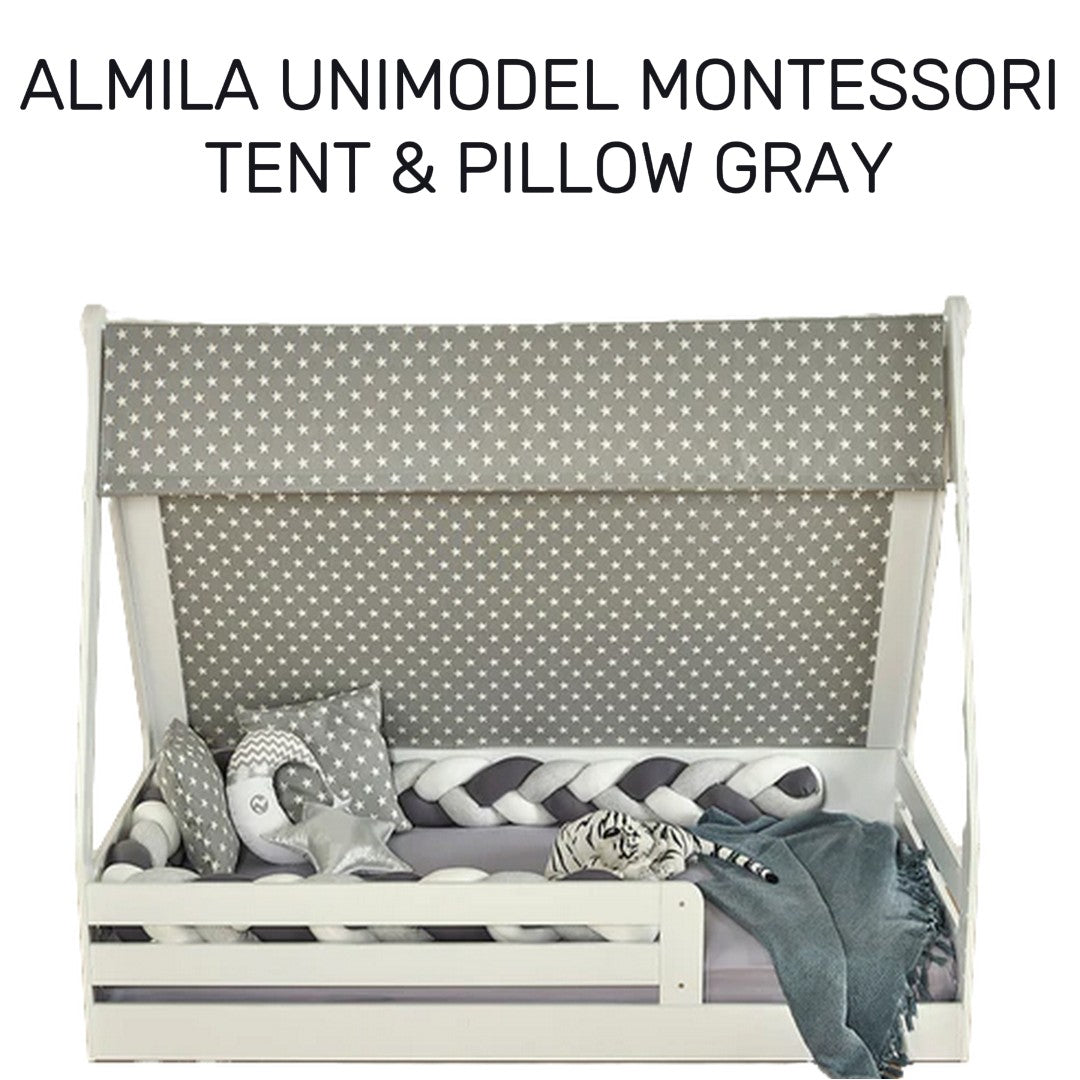  Almila™ Unimodel Montessori Tent & Pillow Gray - furniture - kids furniture - teen furniture - USA - pillow