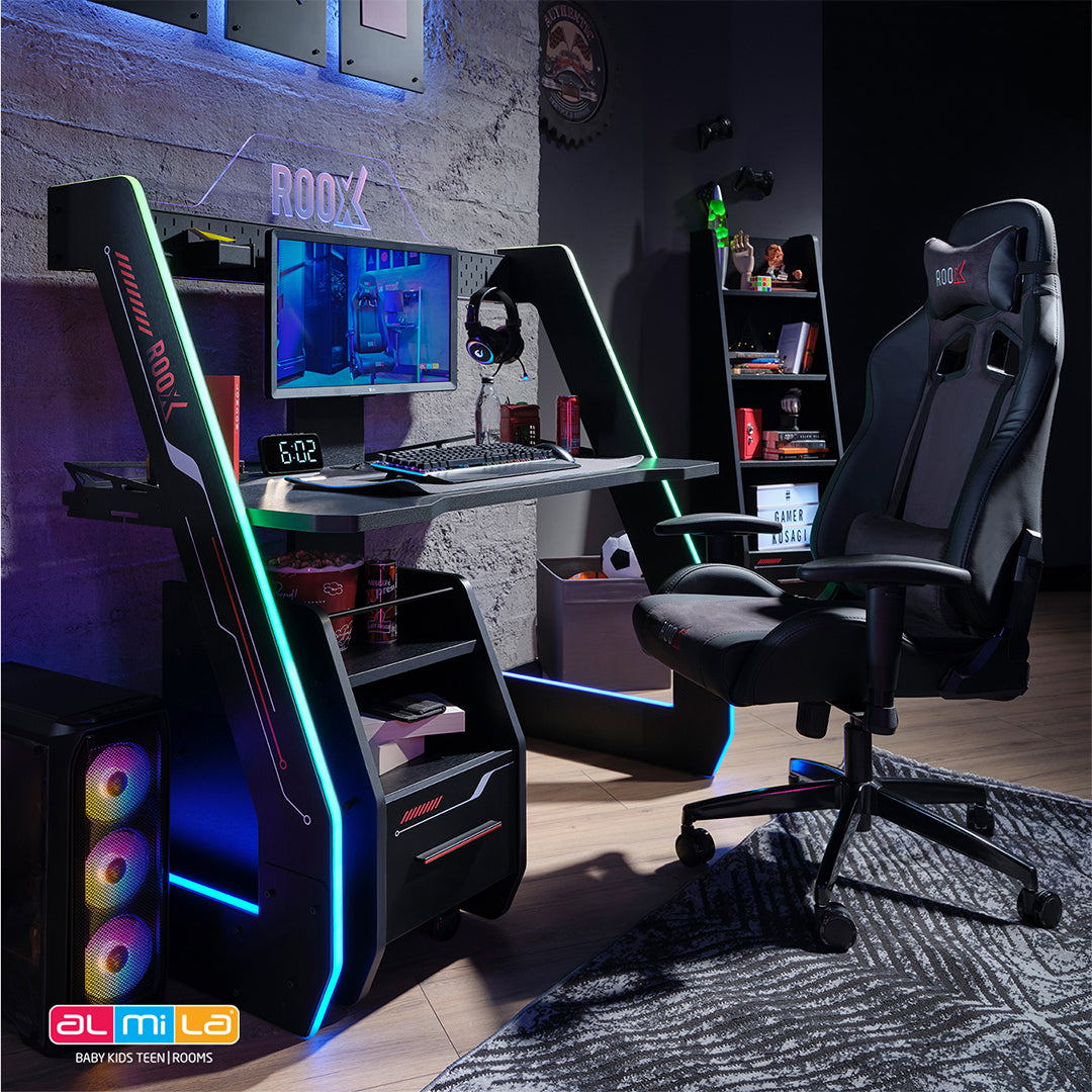 Almila™ Roox Gaming Desk Black - furniture - kids furniture - teen furniture - USA - gaming - desk